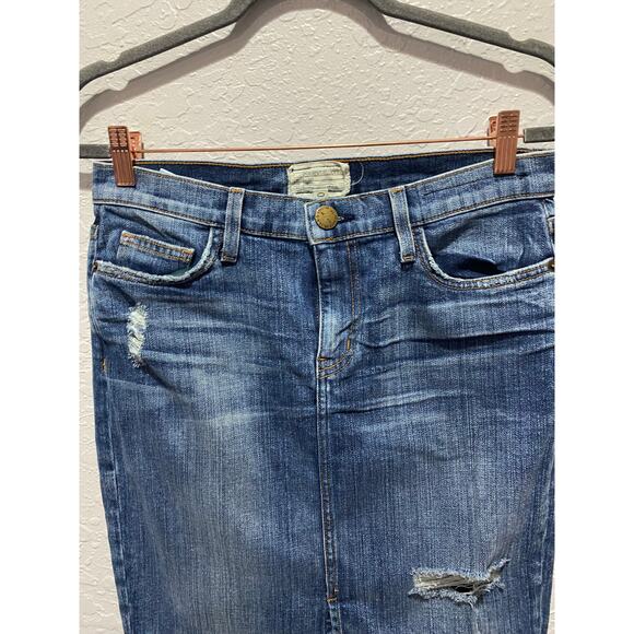 Current Elliot High Waist Denim Pencil Skirt Distressed  Sz 29 Blue - Picture 4 of 8